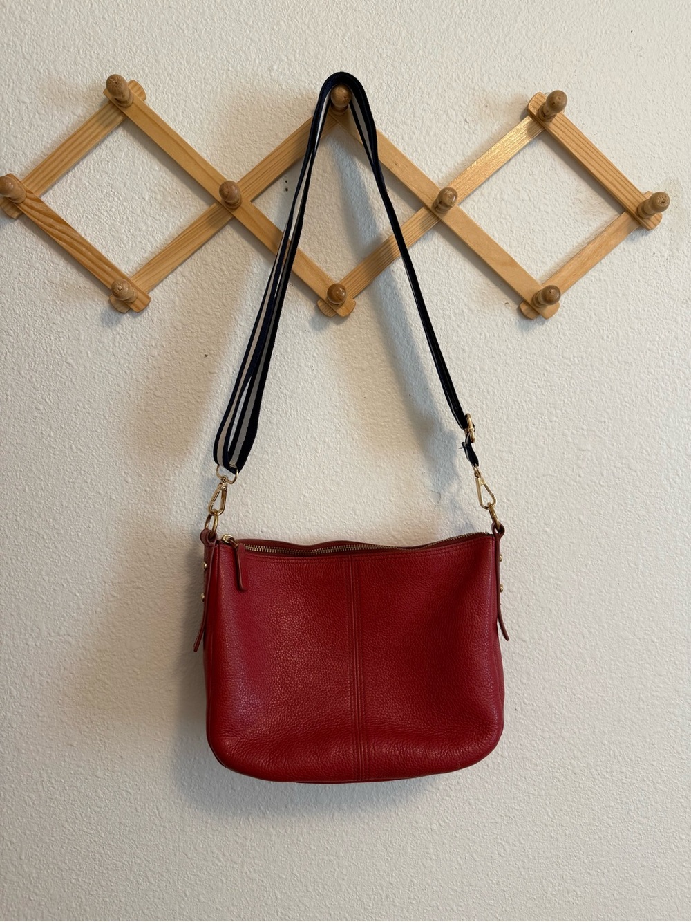 Fossil Red Leather Crossbody Bag